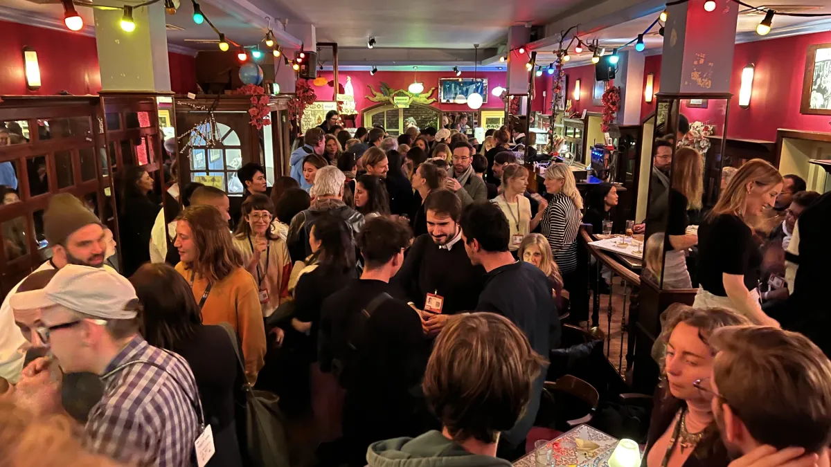 Attendees of the IDA and DAE cocktail party at IDFA 2022. Courtesy of DAE