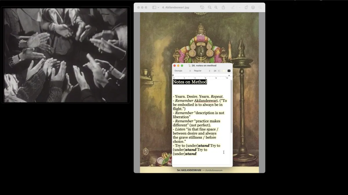 Screenshot of a black screen and two Mac images. There is a textbox with written statements.